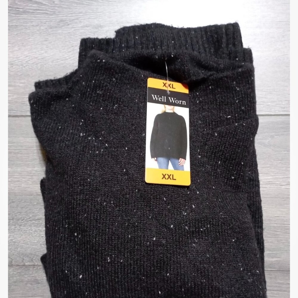 851 WOMENS BLACK 2XL SPECKLED MOCK NECK SWEATER BY WELL WORN